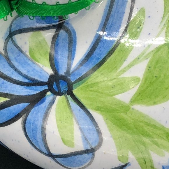 Vtg NS GUSTIN CO Handpainted Pottery Duck w Pink Cosmos and Blue Forget-Me-Nots - Picture 8 of 11